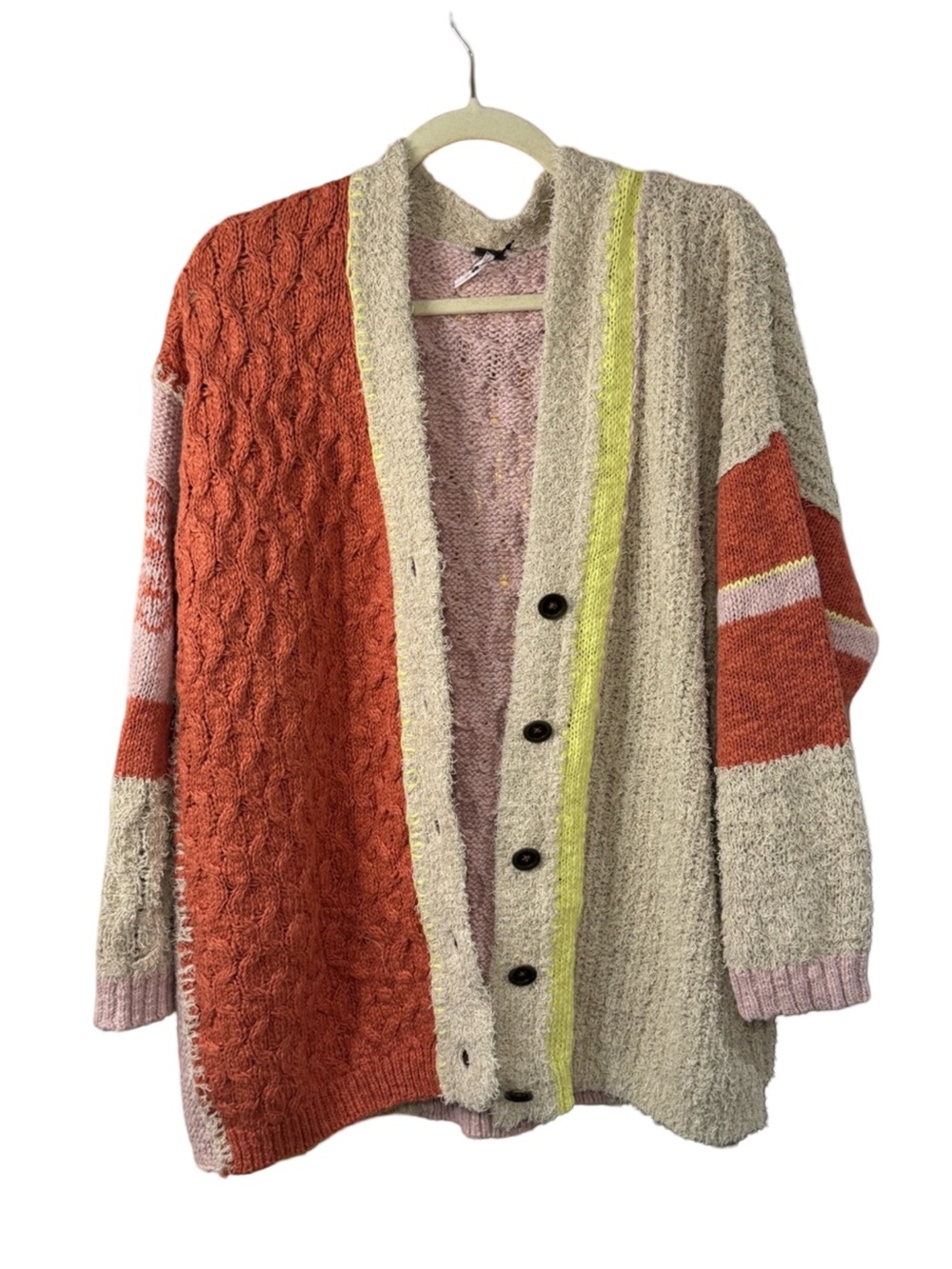 🥥🍊🌺‎ Free People LIGHTHOUSE cardigan/sweater in Clay Combo NWT 🌺🍊🥥